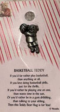 New Thoughtful Little Angels Basketball Teddy Pewter Lapel Pin with Gift Card